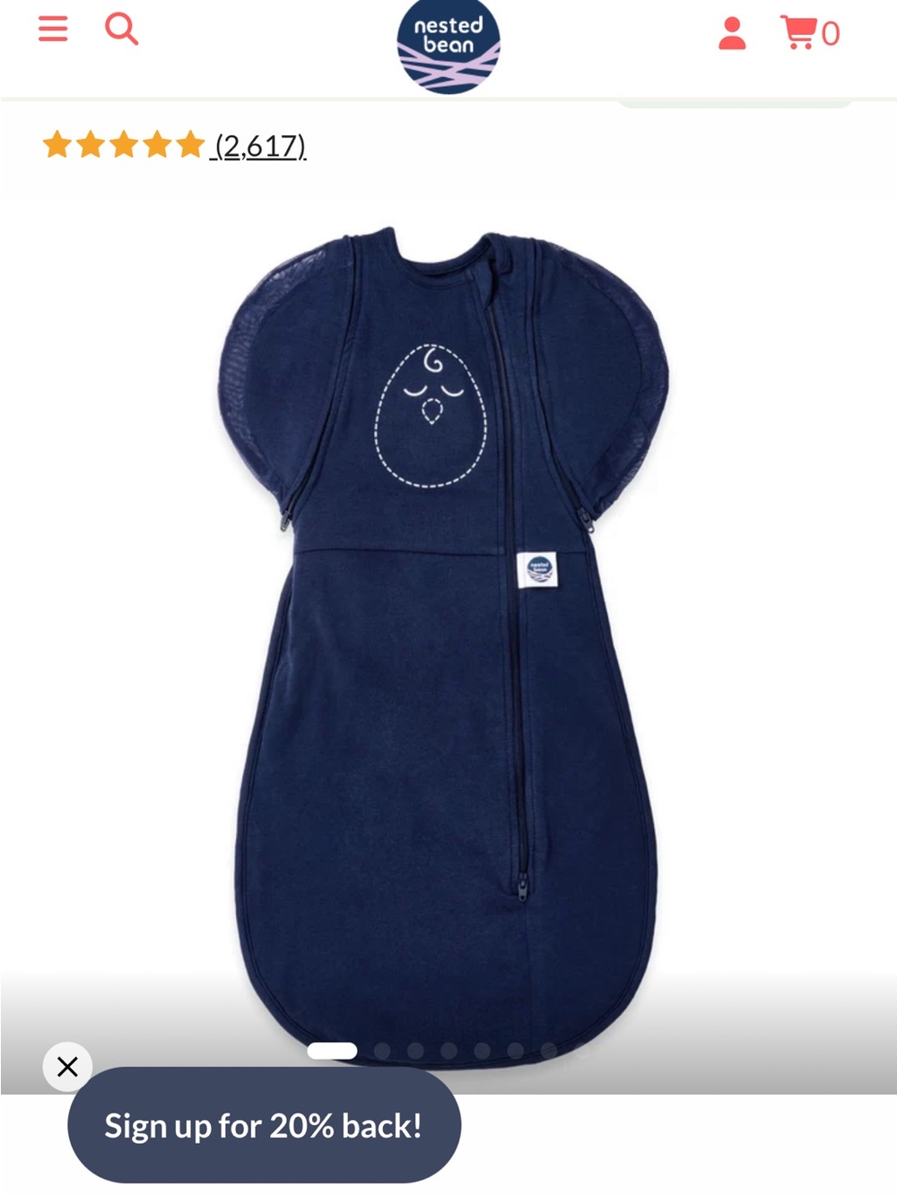 Nested Bean Navy Blue Baby Sleep sack (3-6 months)